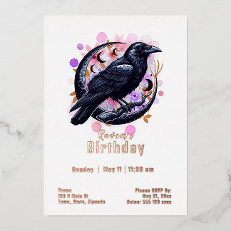 Custom Raven Birthday Foil Invitation