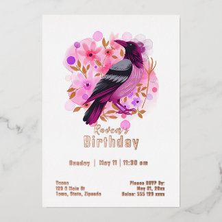Custom Raven Birthday Foil Invitation
