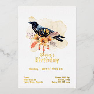Custom Raven Birthday Foil Invitation