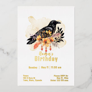 Custom Raven Birthday Foil Invitation