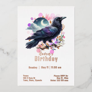 Custom Raven Birthday Foil Invitation