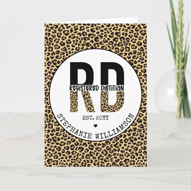 Custom RD Registered Dietitian Cheetah Print Card (Front)