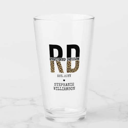 Custom RD Registered Dietitian Cheetah Print Glass
