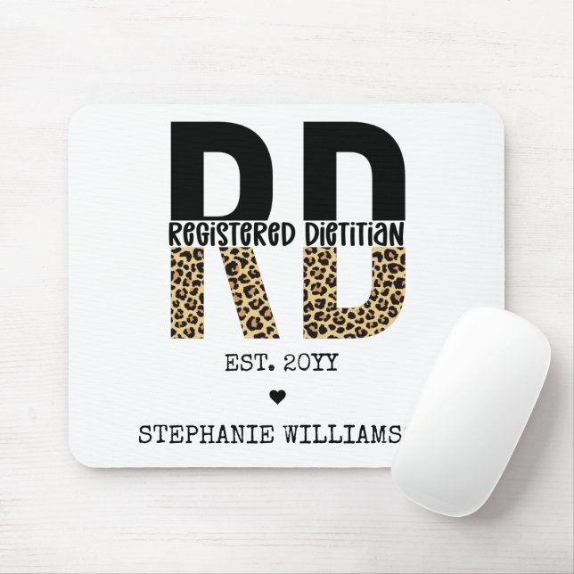 Custom RD Registered Dietitian Cheetah Print Mouse Pad (With Mouse)
