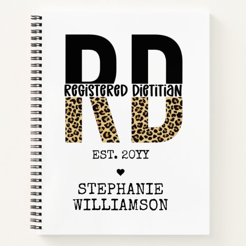 Custom RD Registered Dietitian Cheetah Print Notebook