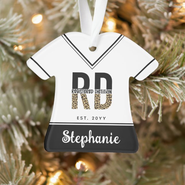 Custom RD Registered Dietitian Leopard Print  Ornament (Tree)