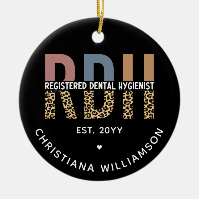 Custom RDH Registered Dental Hygienist Gifts Ceramic Ornament (Front)