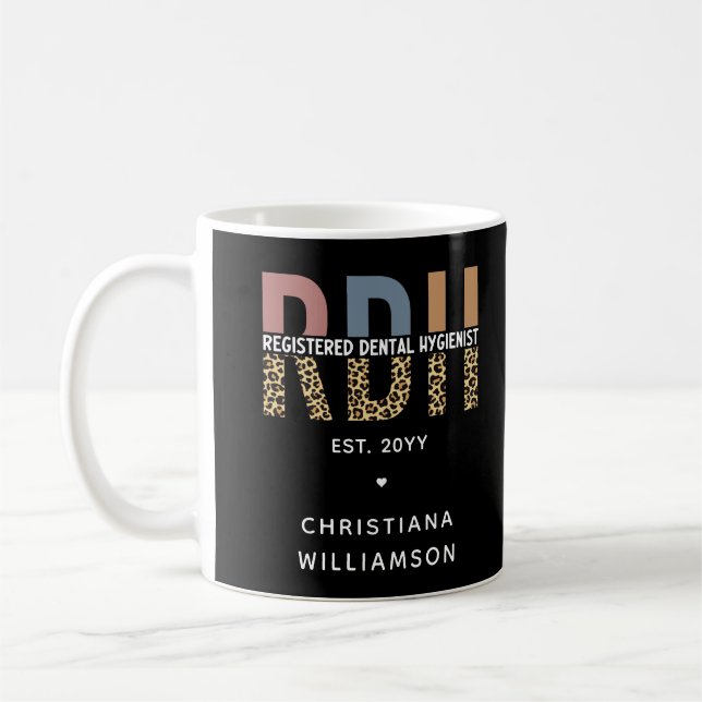 Custom RDH Registered Dental Hygienist Gifts Coffee Mug (Left)