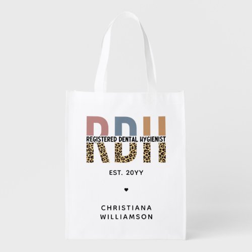 Custom RDH Registered Dental Hygienist Gifts Grocery Bag