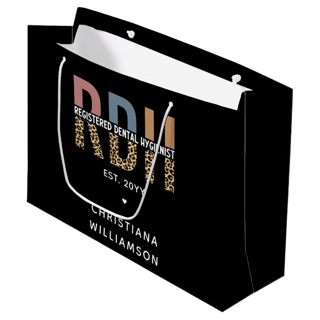 Custom RDH Registered Dental Hygienist Gifts Large Gift Bag (Front Angled)