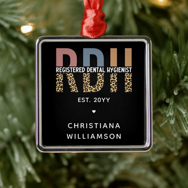 Custom RDH Registered Dental Hygienist Gifts Metal Ornament (Tree)
