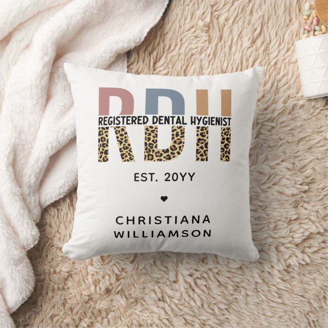 Custom RDH Registered Dental Hygienist Gifts Throw Pillow (Blanket)