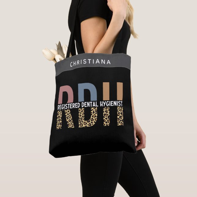 Custom RDH Registered Dental Hygienist Gifts Tote Bag (Close Up)