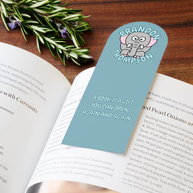Custom Reader Name Elephant Zoo Animal Drawing Bookmarks (Book)