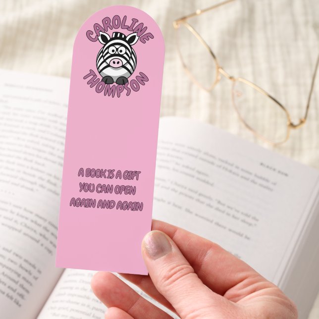Custom Reader Name Zebra Zoo Animal Drawing Bookmarks (Hand)
