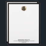 Custom Real Estate Agency Letterhead<br><div class="desc">Impress clients and make your mark in the real estate market with this Custom Real Estate Agency Letterhead. This professional letterhead design features a striking gold logo that can be personalized with your agency's name, symbolizing trust and expertise. The classic black typography at the bottom of the letterhead allows you...</div>