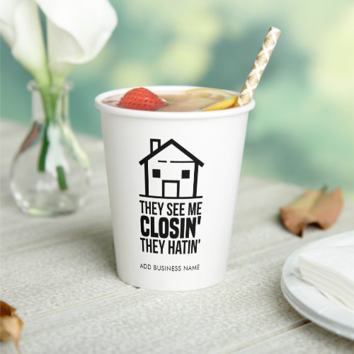 Custom Real Estate Agent Business Name Any Color Paper Cups