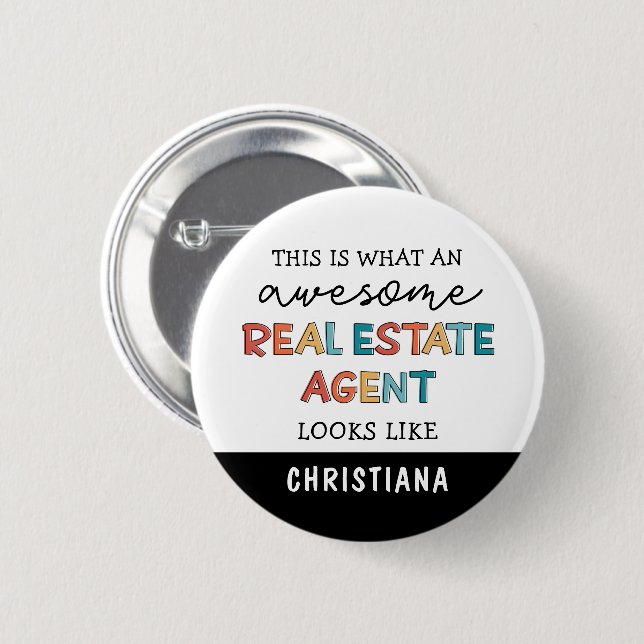 Custom Real Estate Agent Funny Awesome Realtor Button (Front & Back)