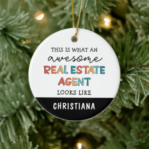 Custom Real Estate Agent Funny Awesome Realtor Ceramic Ornament