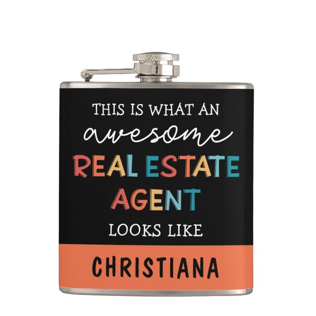 Custom Real Estate Agent Funny Awesome Realtor Flask (Front)