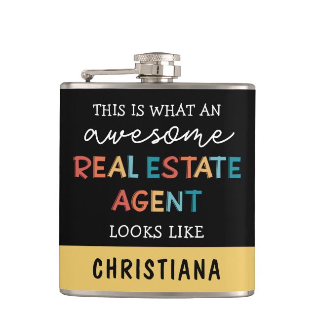 Custom Real Estate Agent Funny Awesome Realtor Flask (Front)