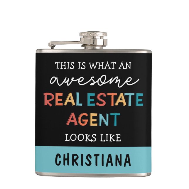 Custom Real Estate Agent Funny Awesome Realtor Flask (Front)