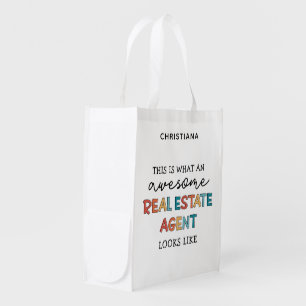 Custom Real Estate Agent Funny Awesome Realtor Grocery Bag