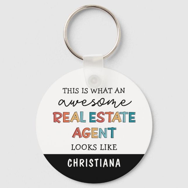 Custom Real Estate Agent Funny Awesome Realtor Keychain (Front)