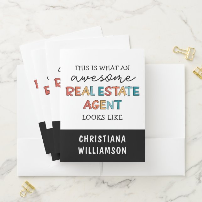 Custom Real Estate Agent Funny Awesome Realtor Pocket Folder (In Situ)