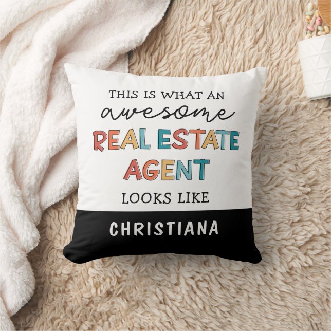 Custom Real Estate Agent Funny Awesome Realtor Throw Pillow (Blanket)