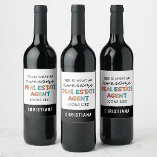 Custom Real Estate Agent Funny Awesome Realtor Wine Label