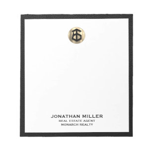 Custom Real Estate Agent Gold Logo Notepad