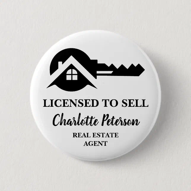 Custom Real Estate Agent Promotional Button | Zazzle