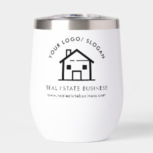Custom Real Estate Business Logo Promotional Thermal Wine Tumbler