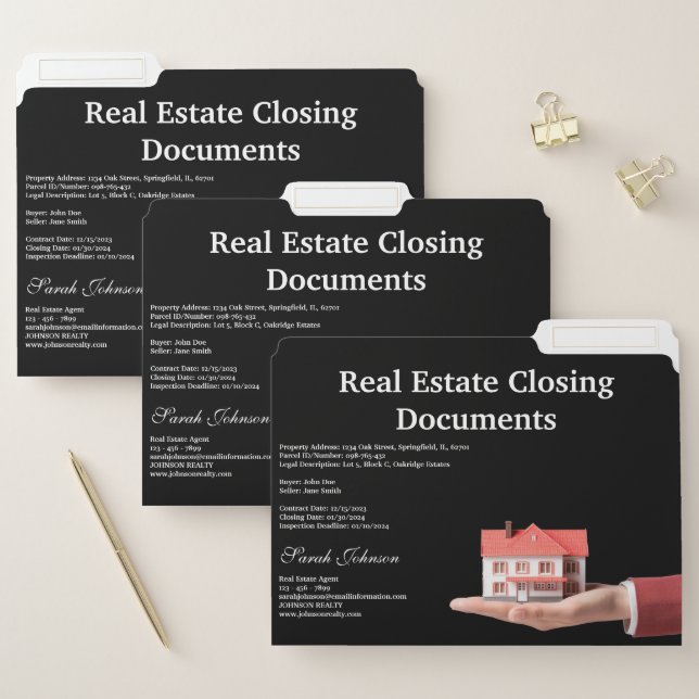 Custom Real Estate Closing Document  File Folder (Set)