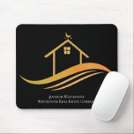 Custom Real Estate Company Black Gold Realtor Mouse Pad<br><div class="desc">This chic real estate company mousepad is custom made with your realty company and agent name. This classy black and gold mouse pad features a pretty house with a weathervane on top and sleek curves underneath. Personalize this business marketing gift with your own information.</div>