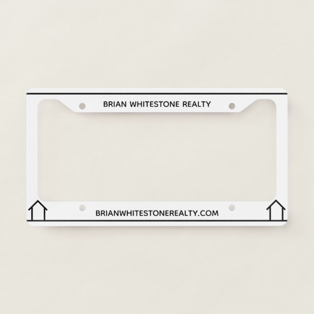 Custom Real Estate Company Business Marketing License Plate Frame (Front)