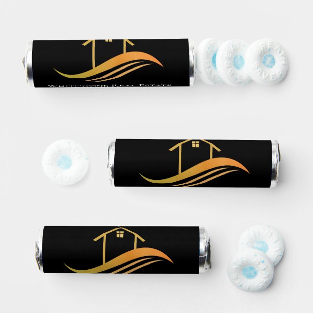 Custom Real Estate Company Chic Black Gold Realtor Breath Savers® Mints (Assorted)