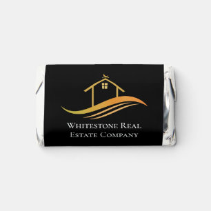 Custom Real Estate Company Chic Black Gold Realtor Hershey's Miniatures