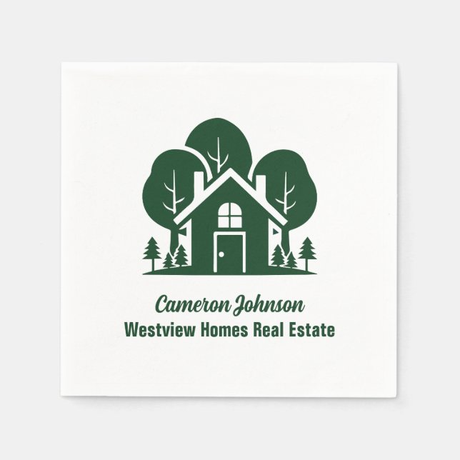 Custom Real Estate Company Forest Open House Napkins (Front)