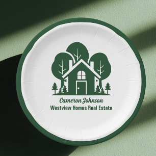 Custom Real Estate Company Forest Open House Paper Plates