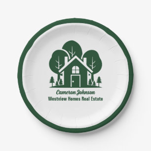 Custom Real Estate Company Forest Open House Paper Plates