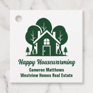 Custom Real Estate Company Green Forest House Favor Tags