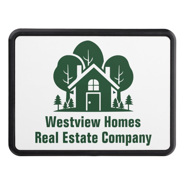 Custom Real Estate Company Green Forest House Hitch Cover (Front)