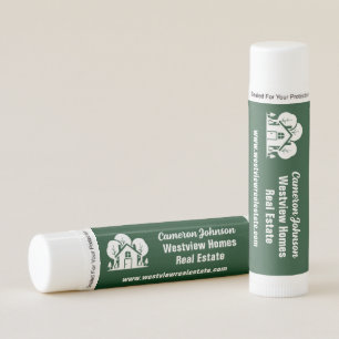 Custom Real Estate Company Green Forest House Lip Balm