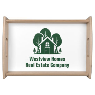 Custom Real Estate Company Green Forest House Serving Tray