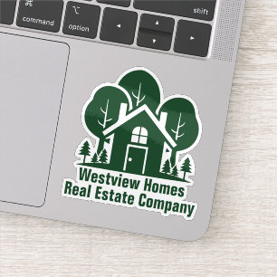 Custom Real Estate Company Green House Laptop Sticker