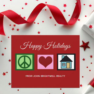 Custom Real Estate Company Happy Holidays Red Holiday Card