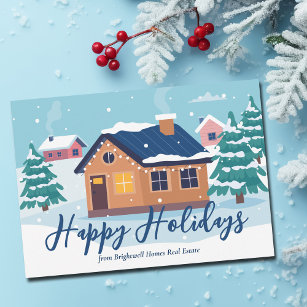 Custom Real Estate Company Happy Holidays Winter Holiday Card