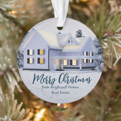 Custom Real Estate Company House Merry Christmas Ornament